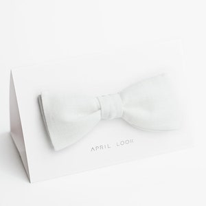 White bow tie, Milk white bow tie, Wedding bow ties, Self tie bow tie, Groom's attire, Gift package, Off white bow tie, White pocket square image 1