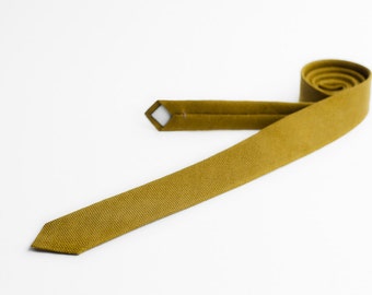 Dark mustard tie, honey brown tie, skinny gold tie