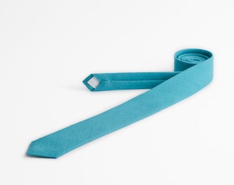 Aqua blue necktie, Men's tie, Skinny ties for men, Ties made in custom width, Turquoise tie, Neckties for men, Bright blue tie, Ocean tie