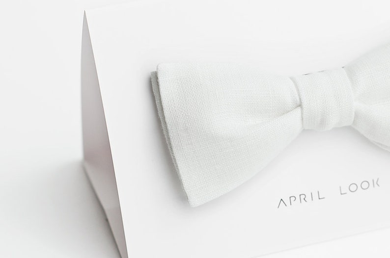 White bow tie, Milk white bow tie, Wedding bow ties, Self tie bow tie, Groom's attire, Gift package, Off white bow tie, White pocket square image 2