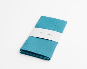 Aqua Blue Linen Pocket Square: Men's Handkerchief