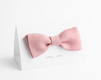 Pale Pink Linen Bow Tie: Groomsmen Wedding Accessory