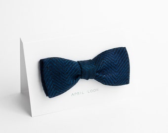 Bow tie, navy blue - double sided