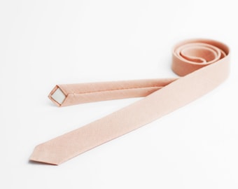 Men's peach pink tie, Light pink tie, Skinny tie for men, Baby pink ties, Matching ties and pocket squares, Wedding ties for groom groomsmen