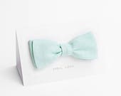 Mens self tie bow tie, light mint - double sided