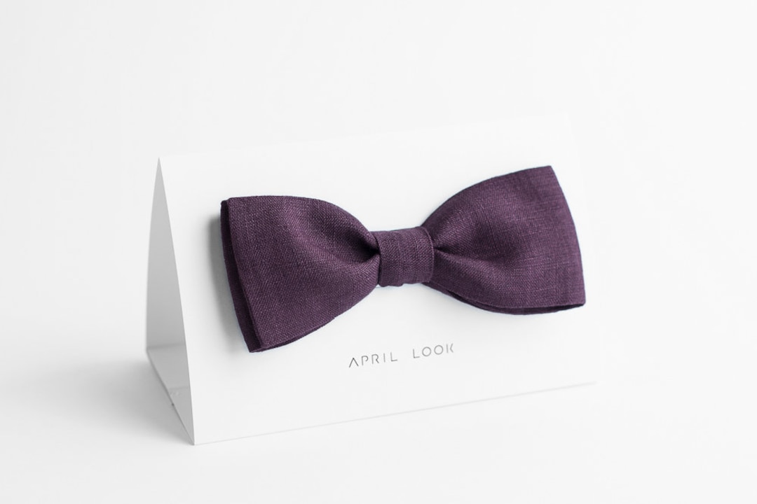 Eggplant Bow Tie, Men's Bow Ties, Adult Ties for Wedding, Dark Violet