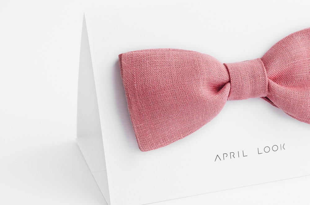 Powder Pink Bow Tie, Powder Rose Bow Tie, Gift Bow Tie, Solid Pink Bow