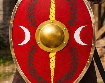 Roman Scutum Shield Red Oval – Medieval Functional Armor for LARP, Cosplay & Wall Decor