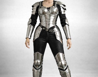 Ritterin Rüstung aus Stahl - handgefertigtes Mittelalter-Cosplay, LARP, Renaissance-Outfit
