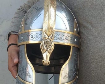 Medieval Eomer Helmet – Lord of the Rings Inspired Steel Helmet, Rohirrim Warrior Armor, LARP Cosplay Costume, Fantasy Collectible