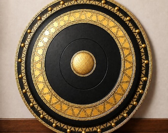 Medieval Steel & Brass Shield – Handcrafted Viking Cosplay, Knight Wall Decor, LARP Replica Armor Shield