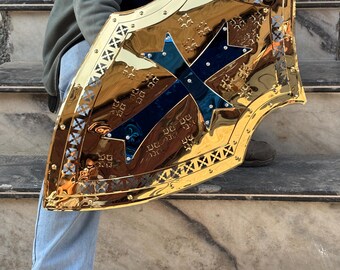 Medieval Knight Shield – Stainless Steel LARP Battle Armor | Cosplay & Wall Decor