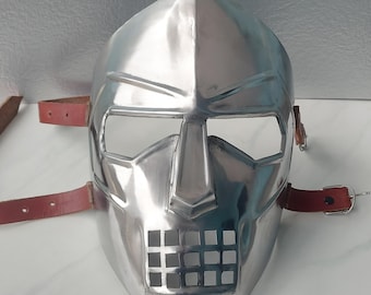 Steel Medieval Doom Mask | Knight Armor Face Mask | LARP & Fantasy Cosplay Home Decor