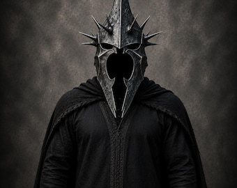 Witch King Nazgul Ringwraith Helmet, Black Steel Medieval Fantasy Armor, LOTR Inspired Cosplay, Gothic Dark Fantasy Costume