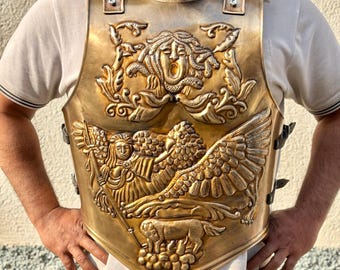18 Gauge Steel Roman Cuirass Breastplate Knight Armor Antique Finish Reenactment LARP Halloween Costume