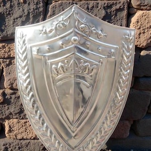 Mittelalterlicher Ritter Edelstahl Panzerschild, Stahl Metall Wanddekoration, Cosplay & LARP Prop