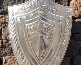 Escudo de armadura de acero inoxidable de caballero medieval, decoración de pared de metal de acero, accesorio para cosplay y LARP