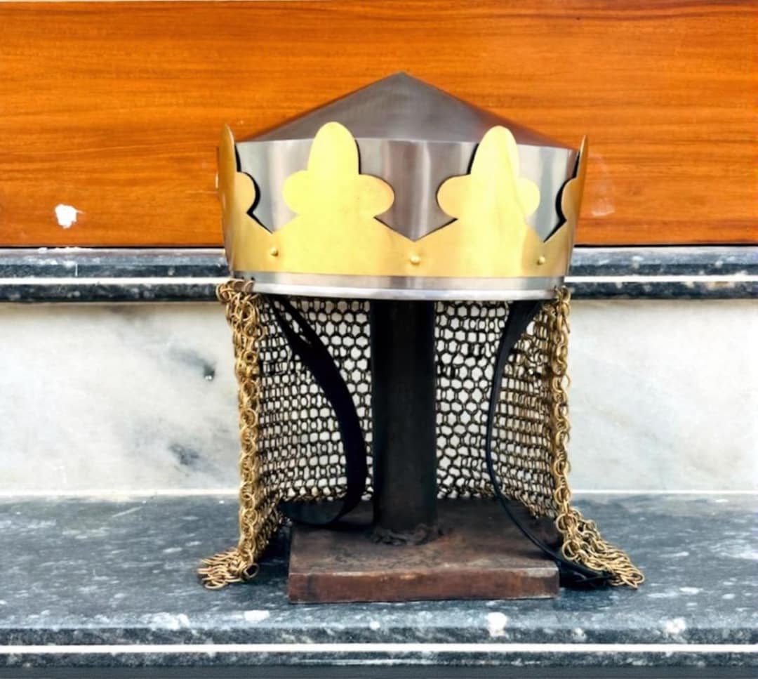 Steel King Arthur Monty Python Helmet Replica With Chainmail – Medieval ...