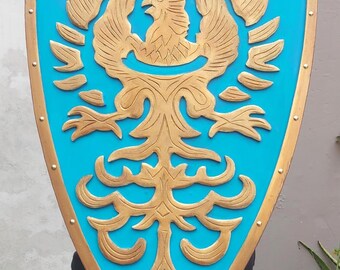Viking Golden Wing Shield – Norse Decorative Shield for Cosplay, LARP & Wall Display