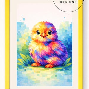 Easter Chicken Poster | Low Poly Art Print | Modern Geometric Illustration | Spring Home Decor | Unique Gift for Animal Lovers