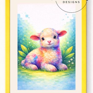 Easter Lamb Poster | Low Poly Art Print | Modern Geometric Illustration | Spring Home Decor | Unique Gift for Animal Lovers