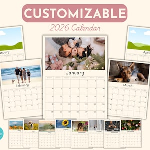 Customizable 2026 Calendar Printable Digital Calendar for iPad and Tablet Add Your Own Photos