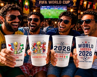 2026 Soccer Party Cups, Personalized World Cup Birthday Cups, Custom Game Day Watch Party Drinkware