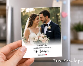 Wedding Photo Magnet, Save The Date Magnet, Personalized Wedding Favor, Custom Wedding Magnet, Thank You Photo Magnet, Bridal Shower Favor