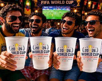 2026 World Cup Frosted Cups, Custom Soccer Party Drinkware, Football Watch Party Favors