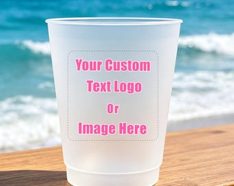 Personalized Logo Frosted Cups, Custom Plastic Cups with Logo Photo Text, Bulk Party Cups for Weddings, Events & Business Promotions