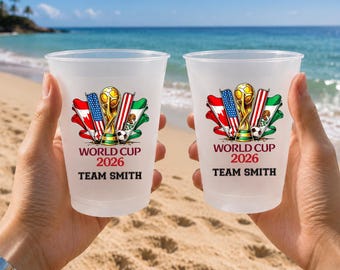 Custom World Cup 2026 Soccer Party Cups, Frosted Watch Party Drinkware