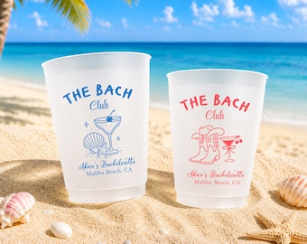 Custom Bachelorette Party Cups - Personalized Beach Bach Cups, Bach Club Cups, Custom Bach Party Cups, Girls Trip and Bach Weekend Cups