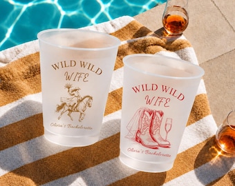 Personalized Frosted Plastic Cups, Wild Wild Wife Bachelorette Cups, Cowgirl Bach Party Favors, Western Bride Weekend Cups