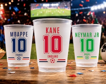 Personalized Soccer Jersey Cups, Custom Name & Number Party Cups, 2026 World Cup Birthday Cups, Soccer Team Party Favors