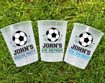 Personalized World Cup Birthday Cups, Custom Soccer Birthday Party Cups, Name and Age Frosted Plastic Cups, Kids World Cup Party Favors