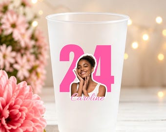Personalized Birthday Cups Custom Photo Age Number Cups Name Party Favors