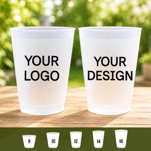 Personalized Frosted Party Cups, Custom Plastic Cups with Logo Photo Text, Bulk Event Favors