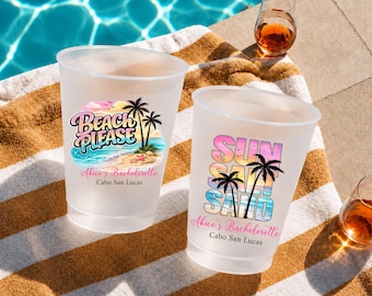 Personalized Beach Bachelorette Cups, Custom Frosted Beach Cups, Beach Please Party Cups, Girls Trip Cups, Summer Bach Party Favor