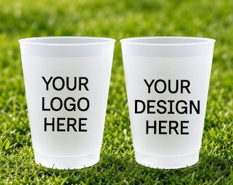 Personalized Logo Frosted Cups, Custom Plastic Cups with Logo Photo Text, Bulk Party Cups for Weddings, Events & Business Promotions