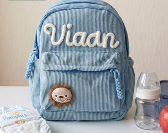 Mochila infantil de pana personalizada – Mochila preescolar hecha a mano para niños y niñas