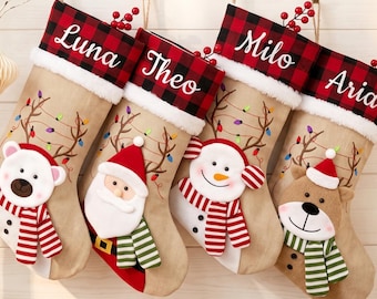 2026 Personalized Christmas Stockings, Embroidered Family Name Stockings, Knit Christmas Custom Holiday Stocking, Xmas Mantel Decor Gift