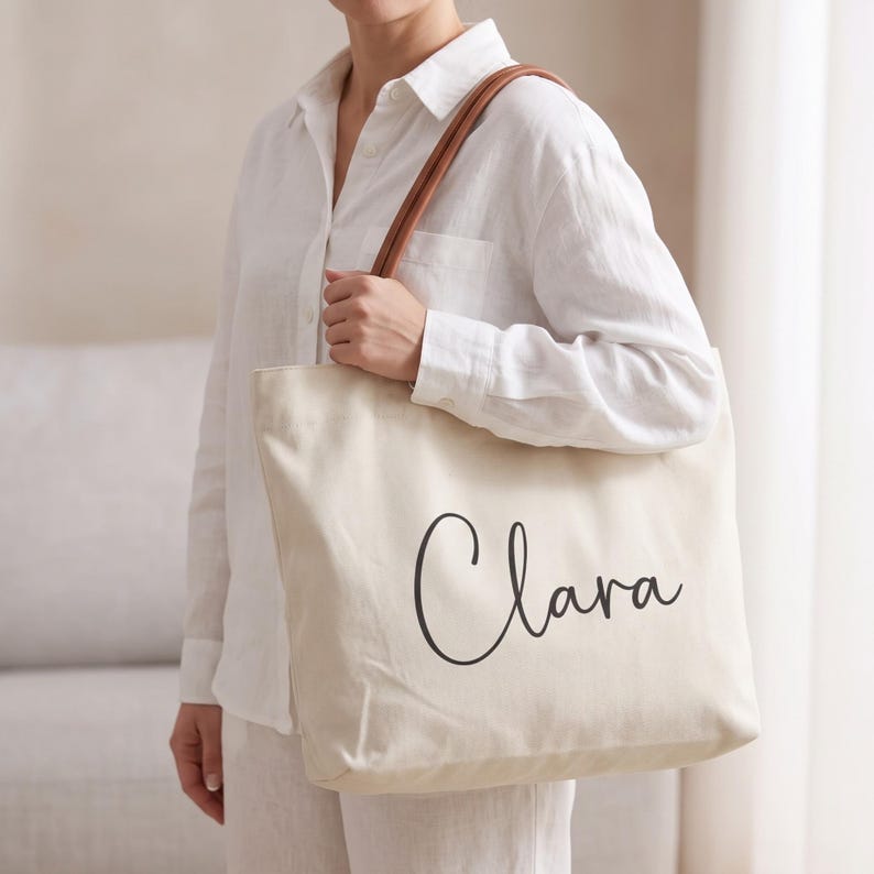 Personalized Bridesmaid Tote Bag, Custom Canvas Tote Bag, Bridal Party Gift,  Maid of Honor Gift, Gift for Her