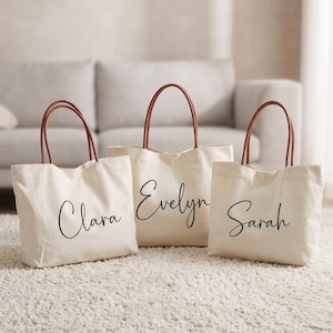 Personalized Bridesmaid Tote Bag, Custom Canvas Tote Bag, Bridal Party Gift,  Maid of Honor Gift, Gift for Her
