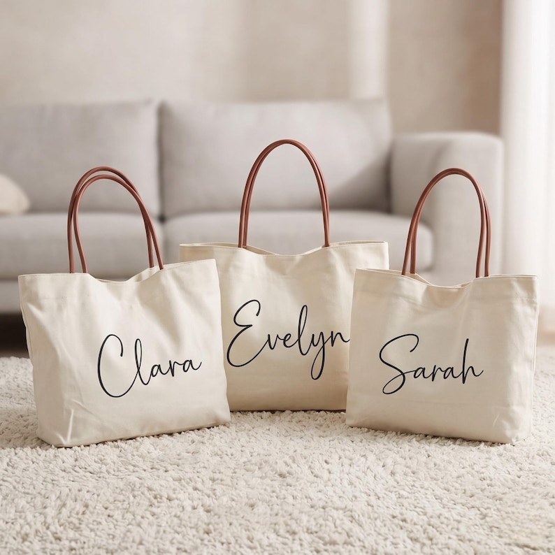 Personalized Bridesmaid Tote Bag, Custom Canvas Tote Bag, Bridal Party Gift,  Maid of Honor Gift, Gift for Her