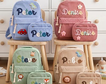 Mochila infantil personalizada con nombre, bolsa para el almuerzo escolar, regalo escolar personalizado, mochila para niños pequeños en edad preescolar.