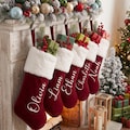 Personalized Christmas Stocking, Custom Name Red Plush Stockings, Holiday Family Stocking, Holiday Decor