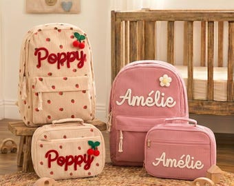 Mochila escolar personalizada con bolsa de almuerzo a juego, mochila con nombre personalizado, regalo de regreso a clases para niños.