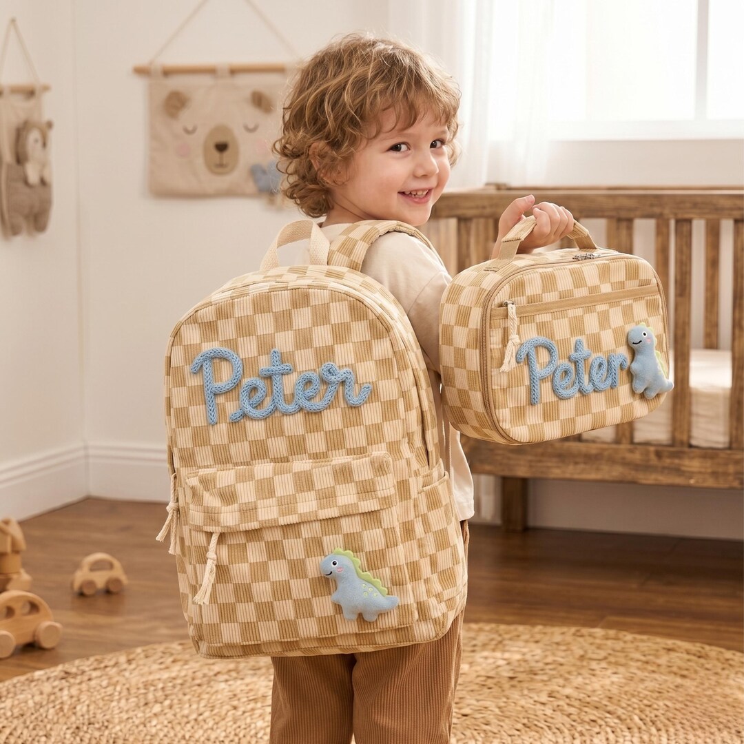 Kids Custom Backpack Set, Name School Bag, Lunch Tote, Personalized ...