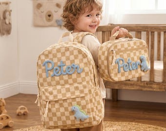 Conjunto de mochila infantil personalizada, mochila escolar con nombre, bolsa para el almuerzo, regalo personalizado, mochila para el primer día de clases.