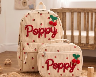 Custom kids backpack set, name lunch bag, school bag, personalized school gift, kindergarten backpack